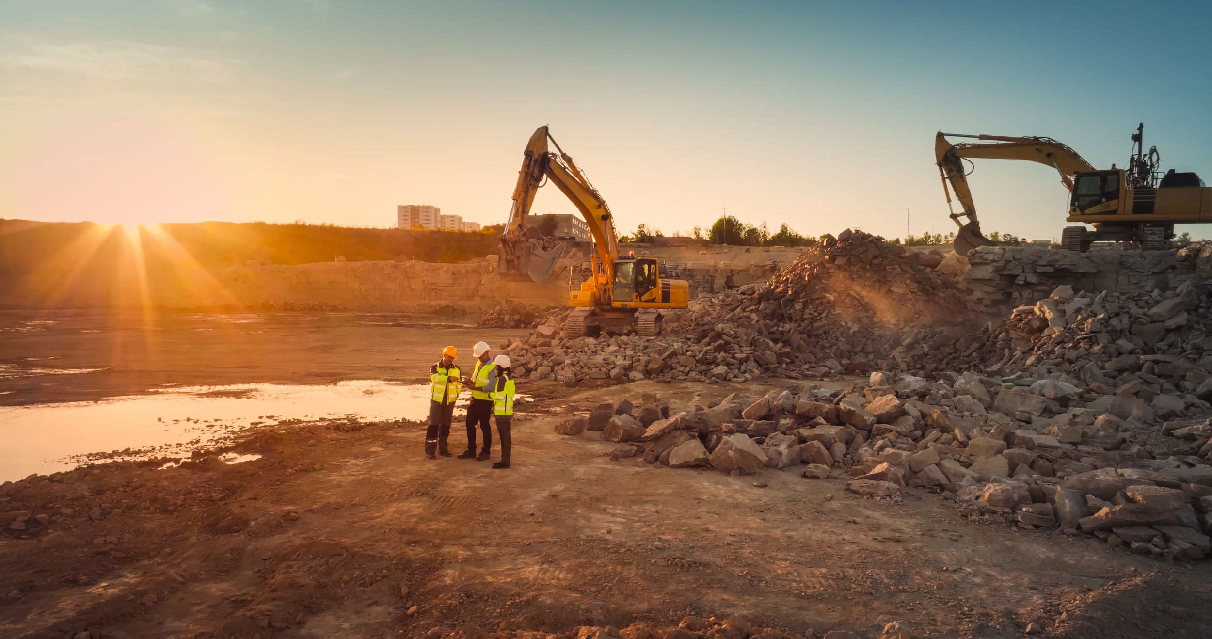 Sunset at engineering site