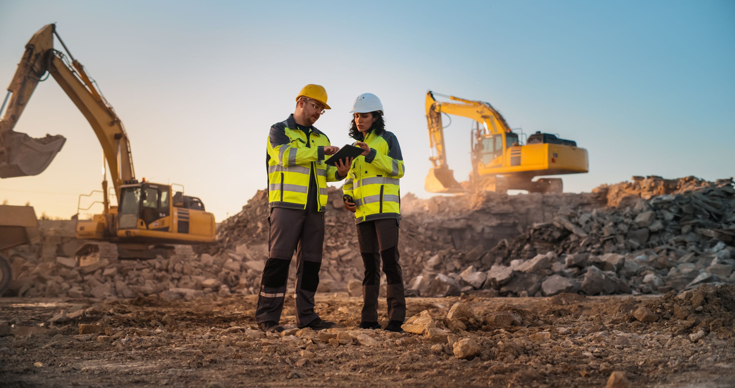 Man and woman engineers at work